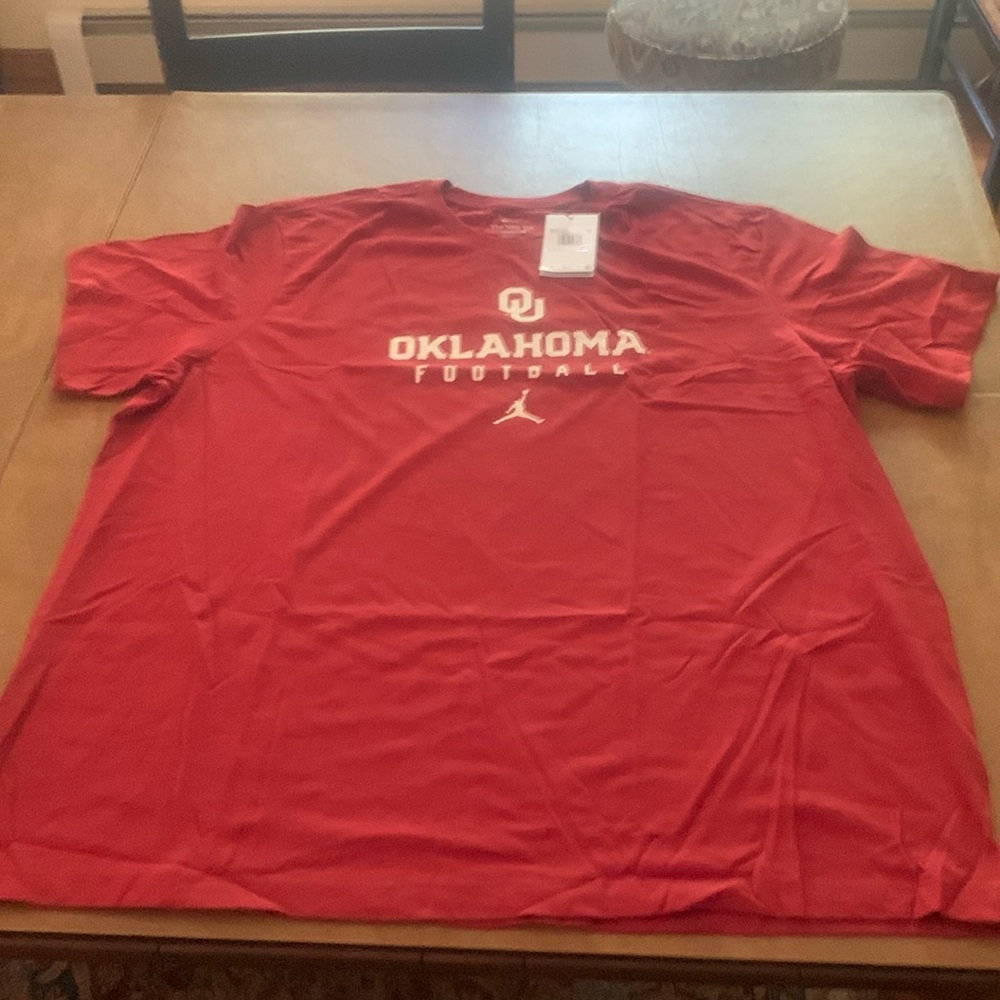 University of Oklahoma Jordan Football s/s Dri Fit T-Shirt. Crimson. NWT. 3XL